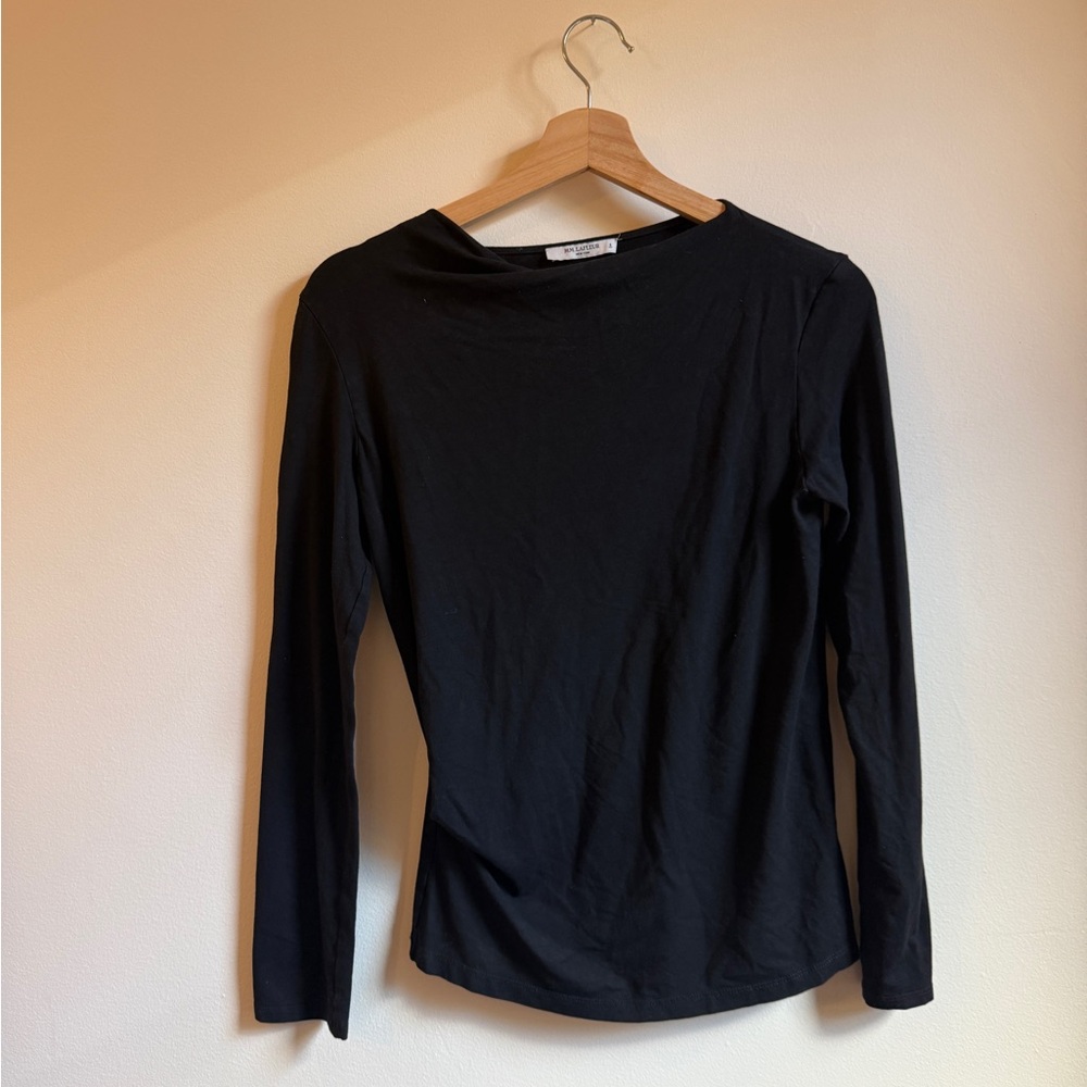 MM.LaFleur Draped Neck Top – Black – Size S